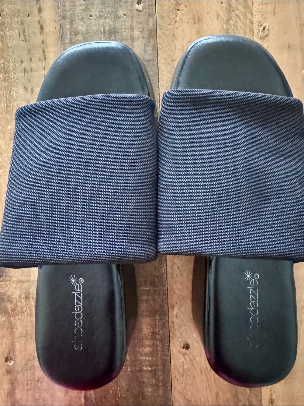 Shoe Dazzle Black Wide-strap Slide Mules